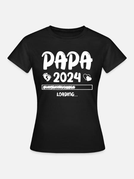 Papa Loading 2024 - Frauen T-Shirt - Schwarz