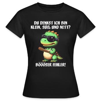 Du denkst ich bin klein süß nett böser Fehler - Frauen T-Shirt - Schwarz - Vorne - AI Model Female 172 dark (172cm)