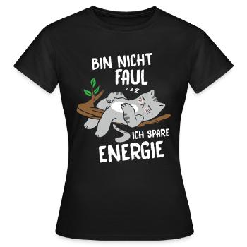 Je ne suis pas paresseux, j’économise de l’énergie, chat - T-shirt Femme - noir - Devant - AI Model Female 172 dark (172cm)