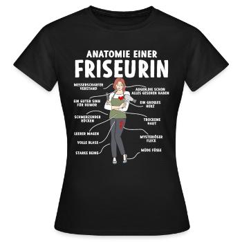 Anatomie d’un coiffeur - T-shirt Femme - noir - Devant - AI Model Female 172 dark (172cm)