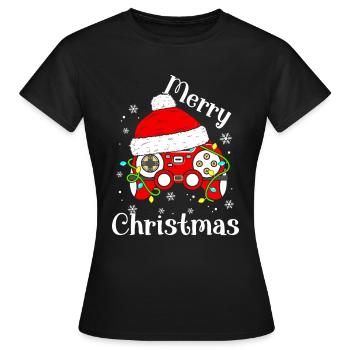 Spielkonsole Controller Weihnachtsmann - Frauen T-Shirt - Schwarz - Vorne - AI Model Female 172 dark (172cm)