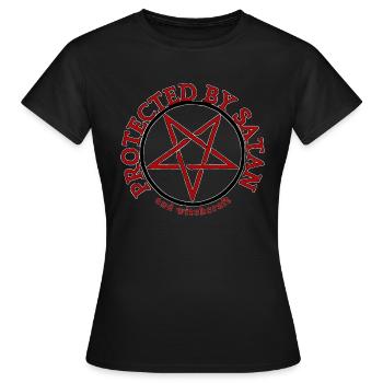 protégé par Satan - T-shirt Femme - noir - Devant - AI Model Female 172 dark (172cm)