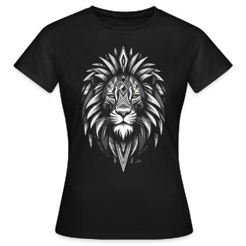 Schwarz-weißes Löwensymbol - Frauen T-Shirt - Schwarz - Vorne - AI Model Female 172 dark (172cm)