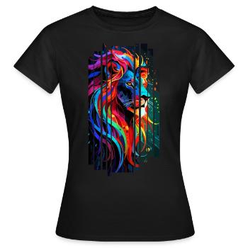 Mehrfarbiger geometrischer Löwe - Frauen T-Shirt - Schwarz - Vorne - AI Model Female 172 dark (172cm)
