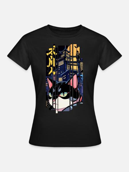 Halloween-Katze orange - Frauen T-Shirt - Schwarz