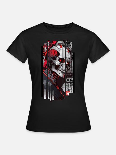 Cyborg Schädel Kanji - Frauen T-Shirt - Schwarz