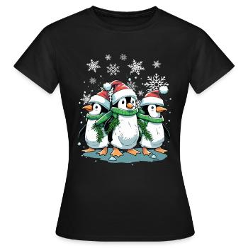 Niedlicher Weihnachtspinguin - Niedlicher Weihnachtspinguin - Frauen T-Shirt - Schwarz - Vorne - AI Model Female 172 dark (172cm)