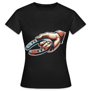 Lancer de fer à cheval Lancer de fer à cheval - T-shirt Femme - noir - Devant - AI Model Female 172 dark (172cm)