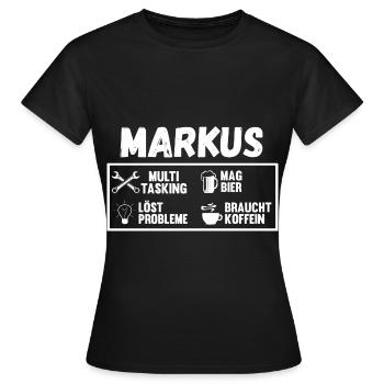 Markus - Women's T-Shirt - black - Front - AI Model Female 172 dark (172cm)