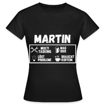 Martin - Women's T-Shirt - black - Front - AI Model Female 172 dark (172cm)