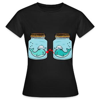 Wal Fische Liebe Trennung Liebeskummer Tränen - Frauen T-Shirt - Schwarz - Vorne - AI Model Female 172 dark (172cm)