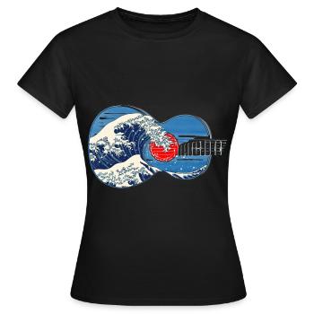 Guitare Big Wave par Kanagawa Guitar Player - T-shirt Femme - noir - Devant - AI Model Female 172 dark (172cm)