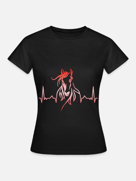 Pferd Herzschlag - Frauen T-Shirt - Schwarz