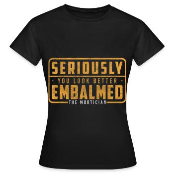 Gravedigger, funeral, coffin, mourning - Women's T-Shirt - black - Front - AI Model Female 172 dark (172cm)