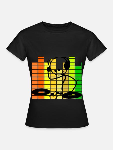 Strichmännchen DJ Equalizer - Frauen T-Shirt - Schwarz