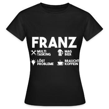 Franz - Frauen T-Shirt - Schwarz - Vorne - AI Model Female 172 dark (172cm)