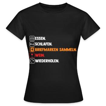 Wein Philatelie Briefmarkensammlung Briefmarkensam - Frauen T-Shirt - Schwarz - Vorne - AI Model Female 172 dark (172cm)