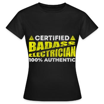 Technicien en électronique Profession Tension Haute Tension - T-shirt Femme - noir - Devant - AI Model Female 172 dark (172cm)