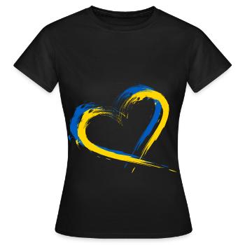 Herz Bürste Flagge der Ukraine Design Farbe Fahne - Frauen T-Shirt - Schwarz - Vorne - AI Model Female 172 dark (172cm)