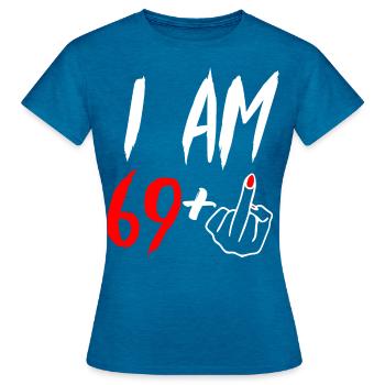70th birthday - Women's T-Shirt - antique blue sapphire heather - Front - AI Model Female 172 dark (172cm)