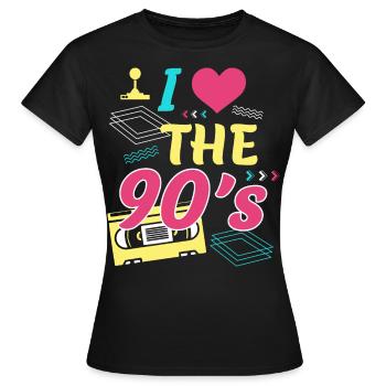 Rétro I Love 90s Outfit Heart Party Gifts - T-shirt Femme - noir - Devant - AI Model Female 172 dark (172cm)