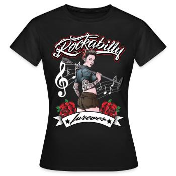 Women's rockabilly girl vintage retro rock n roll - Women's T-Shirt - black - Front - AI Model Female 172 dark (172cm)