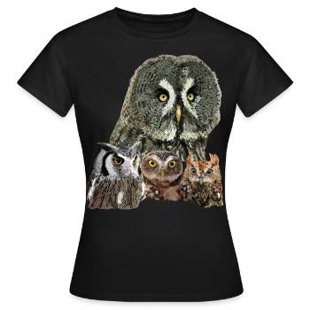 Owls - Women's T-Shirt - black - Front - AI Model Female 172 dark (172cm)