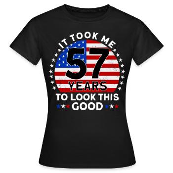 Il m’a fallu 57 ans pour être aussi beau - T-shirt Femme - noir - Devant - AI Model Female 172 dark (172cm)