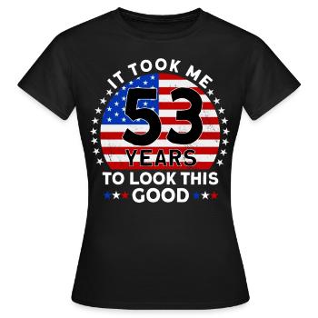 Il m’a fallu 53 ans pour être aussi beau - T-shirt Femme - noir - Devant - AI Model Female 172 dark (172cm)
