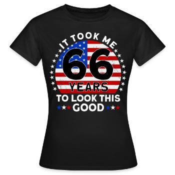 Il m’a fallu 66 ans pour être aussi beau - T-shirt Femme - noir - Devant - AI Model Female 172 dark (172cm)