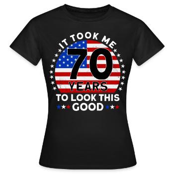 Il m’a fallu 70 ans pour être aussi beau - T-shirt Femme - noir - Devant - AI Model Female 172 dark (172cm)