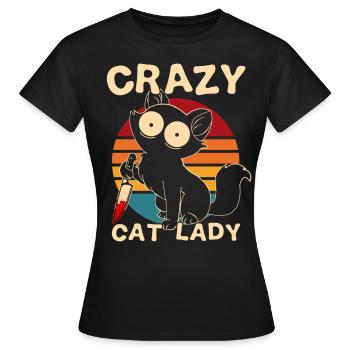 Crazy Cat Lady Cat with knife - Women's T-Shirt - black - Front - AI Model Female 172 dark (172cm)