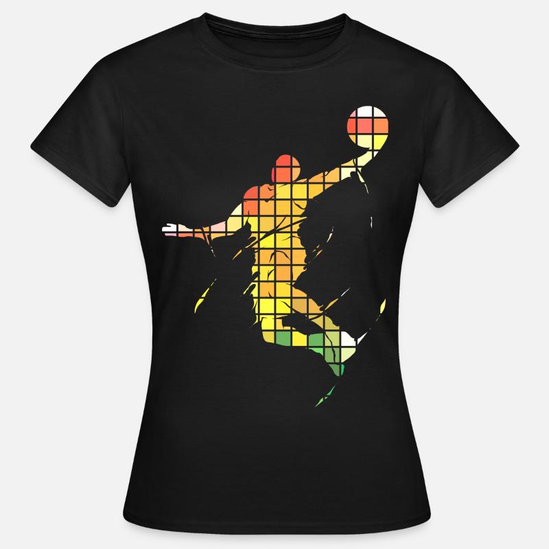 Basketteur Basketteur Dunking Pixel Coloré - T-shirt Femme - noir