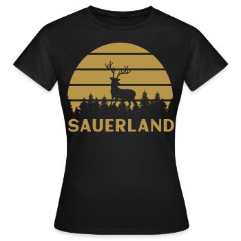 Sauerländer Hirsch Sauerland Mountains Home - Women's T-Shirt - black - Front - AI Model Female 172 dark (172cm)
