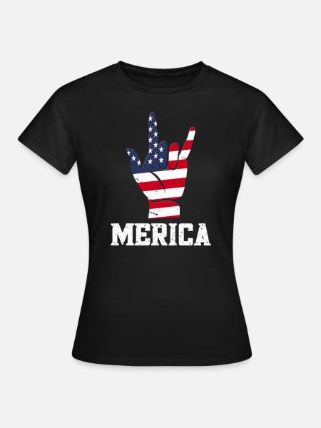 Merica Rock Zeichen - Frauen T-Shirt - Schwarz