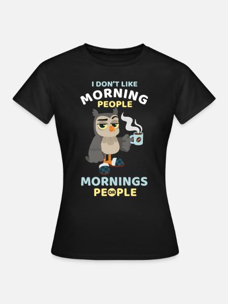 Kaffeesüchtige Eule - Frauen T-Shirt - Schwarz