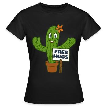 Câlins gratuits Cactus - T-shirt Femme - noir - Devant - AI Model Female 172 dark (172cm)