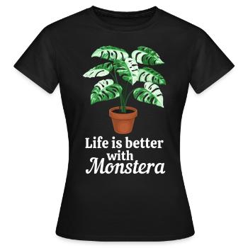 Life is better with Monstera - Frauen T-Shirt - Schwarz - Vorne - AI Model Female 172 dark (172cm)