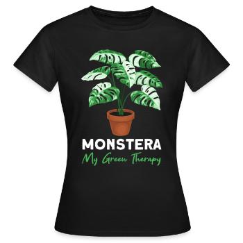 Monstera My Green Therapy - Frauen T-Shirt - Schwarz - Vorne - AI Model Female 172 dark (172cm)