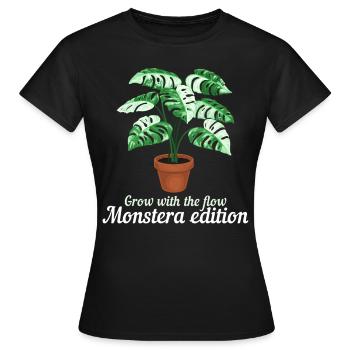Grow With The Flow Monstera - Frauen T-Shirt - Schwarz - Vorne - AI Model Female 172 dark (172cm)