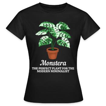 Monstera Modern Minimalist - Frauen T-Shirt - Schwarz - Vorne - AI Model Female 172 dark (172cm)