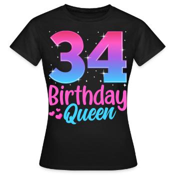 Birthday Queen 34 Geburtstag - Women's T-Shirt - black - Front - AI Model Female 172 dark (172cm)