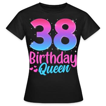 Birthday Queen 38 Geburtstag - Women's T-Shirt - black - Front - AI Model Female 172 dark (172cm)