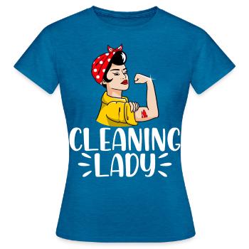 Cleaning Lady - Frauen T-Shirt - Antikblaues Saphir meliert - Vorne - AI Model Female 172 dark (172cm)