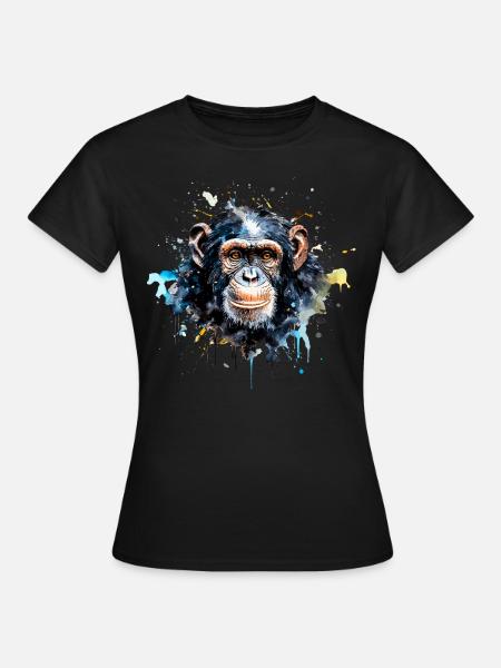 Schimpansen-Aquarell - Frauen T-Shirt - Schwarz