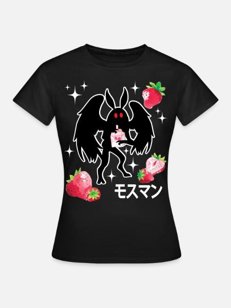Mothman Erdbeereen Shake - Frauen T-Shirt - Schwarz