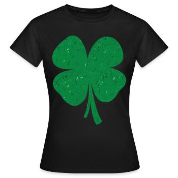Porte-bonheur feuille de trèfle - T-shirt Femme - noir - Devant - AI Model Female 172 dark (172cm)