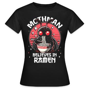 Mothman croit aux ramen - T-shirt Femme - noir - Devant - AI Model Female 172 dark (172cm)
