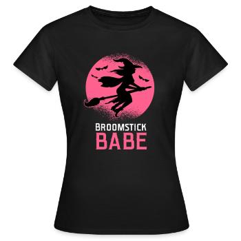 Broomstick Babe Ladies Witch - Women's T-Shirt - black - Front - AI Model Female 172 dark (172cm)