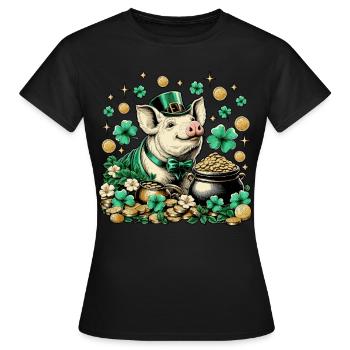 Sweet Lucky Pig Réveillon du Nouvel An Nouvel An - T-shirt Femme - noir - Devant - AI Model Female 172 dark (172cm)